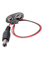 9V - 6F22 - R9 Battery T-shape Connector - with DC 5.5/2.1 Plug