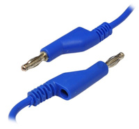 Blue Silicone Test Lead 2x Banana + Socket 4mm (M + F)