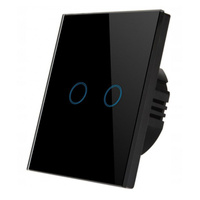 Smart Touch Light Switch Glass Touch Wall Light Switch - 2-Gang, Black