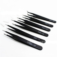 Set of 6 pcs. ESD Tweezers - for Electronic and Modeling Work