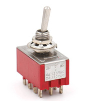 MTS-403 6A 4PDT ON-OFF-ON 12-Pin Toggle Switch