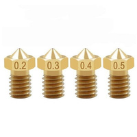M6 Brass Nozzle for 1.75mm Filament - H12.5mm - Small Cone - RepRap E3D V5 V6