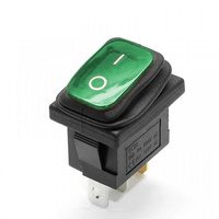 8A 250V Waterproof IP65 Illuminated ON-OFF Rocker Switch, Green KCD1-101 