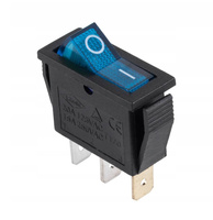 16A 250VAC 3-Pin SPST Illuminated Rocker Switch IRS-101-1B, Blue