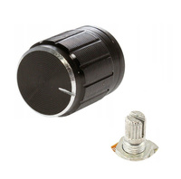 6mm Aluminum Potentiometer Knob 15x17mm, Black