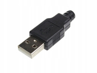 USB A Plug for Cable, Black